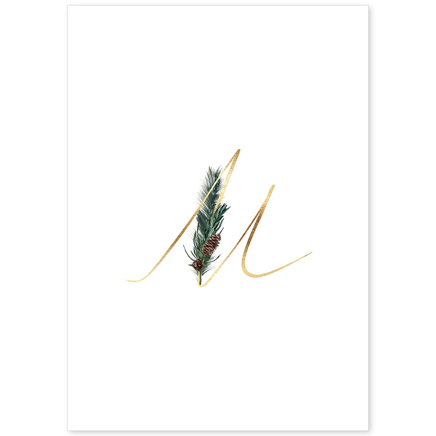 Poster de letra M. Lámina estilo Verde Fino con imágenes del alfabeto.-Artwork-Nacnic-A4-Sin marco-Nacnic Estudio SL