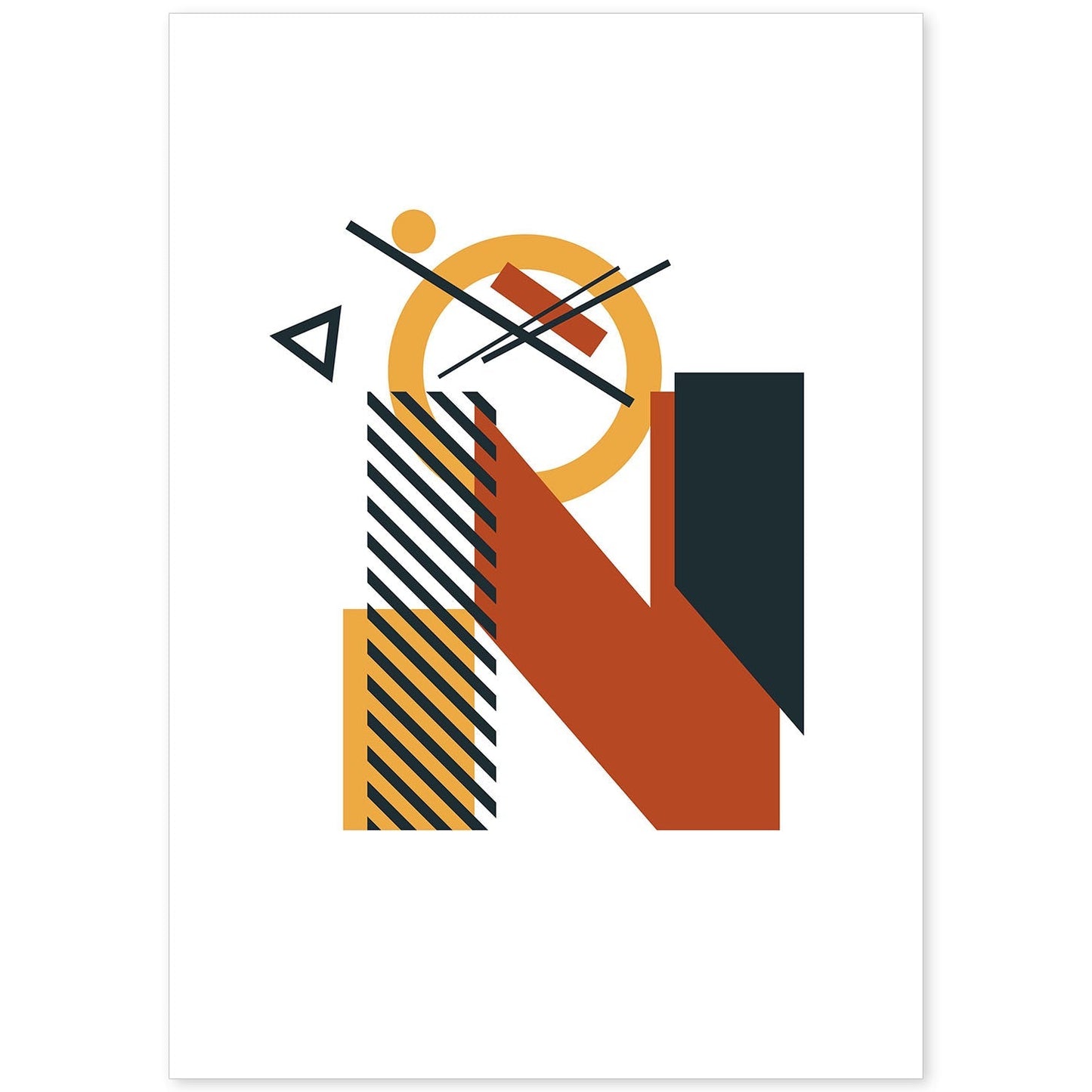 Poster de letra N. Lámina estilo Geometria con formas con imágenes del alfabeto.-Artwork-Nacnic-A4-Sin marco-Nacnic Estudio SL