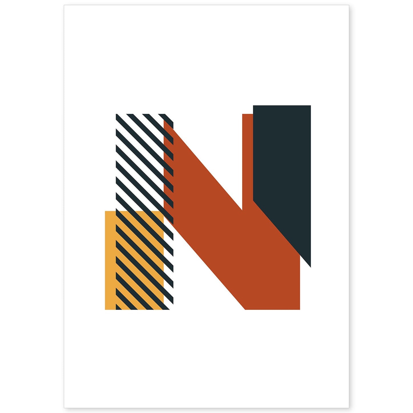 Poster de letra N. Lámina estilo Geometria con imágenes del alfabeto.-Artwork-Nacnic-A4-Sin marco-Nacnic Estudio SL