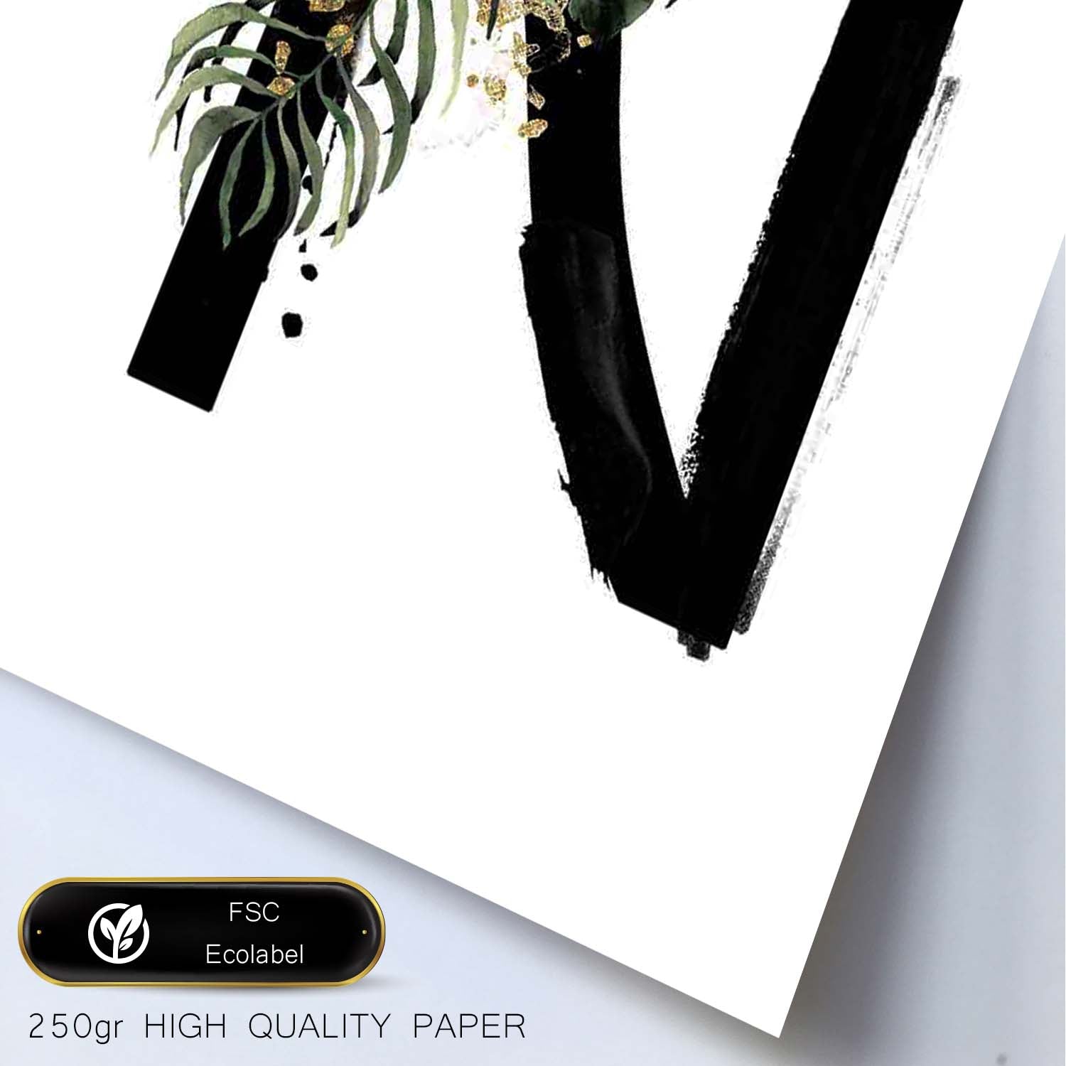 Poster de letra N. Lámina estilo Jungla Negra con imágenes del alfabeto.-Artwork-Nacnic-Nacnic Estudio SL