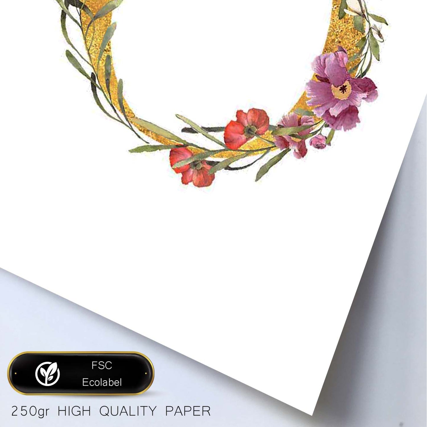 Poster de letra O. Lámina estilo Dorado Rosa con imágenes del alfabeto.-Artwork-Nacnic-Nacnic Estudio SL