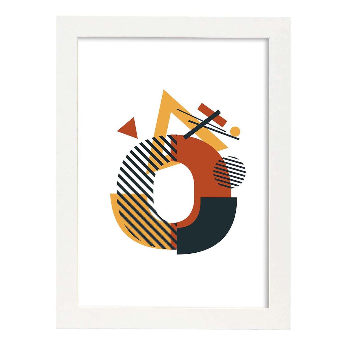 Poster de letra O. Lámina estilo Geometria con formas con imágenes del alfabeto.-Artwork-Nacnic-A3-Marco Blanco-Nacnic Estudio SL