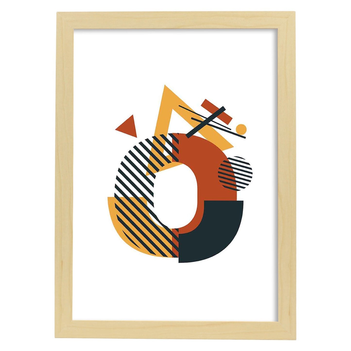 Poster de letra O. Lámina estilo Geometria con formas con imágenes del alfabeto.-Artwork-Nacnic-A3-Marco Madera clara-Nacnic Estudio SL