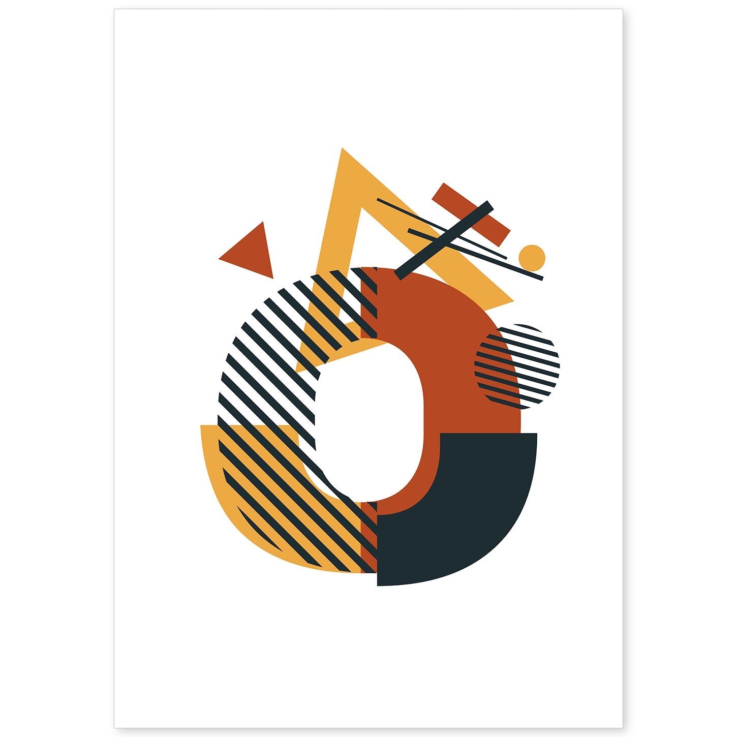 Poster de letra O. Lámina estilo Geometria con formas con imágenes del alfabeto.-Artwork-Nacnic-A4-Sin marco-Nacnic Estudio SL