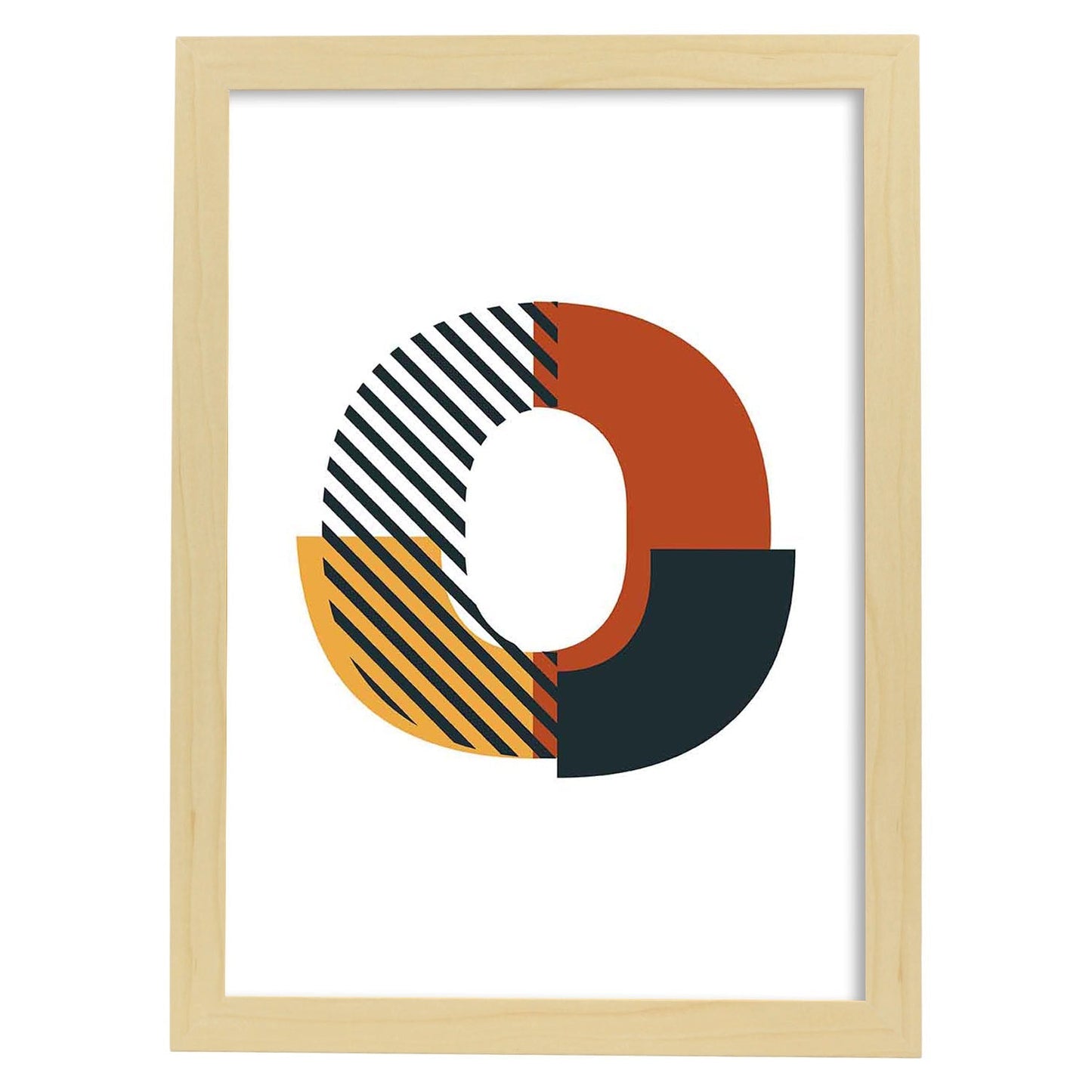 Poster de letra O. Lámina estilo Geometria con imágenes del alfabeto.-Artwork-Nacnic-A3-Marco Madera clara-Nacnic Estudio SL