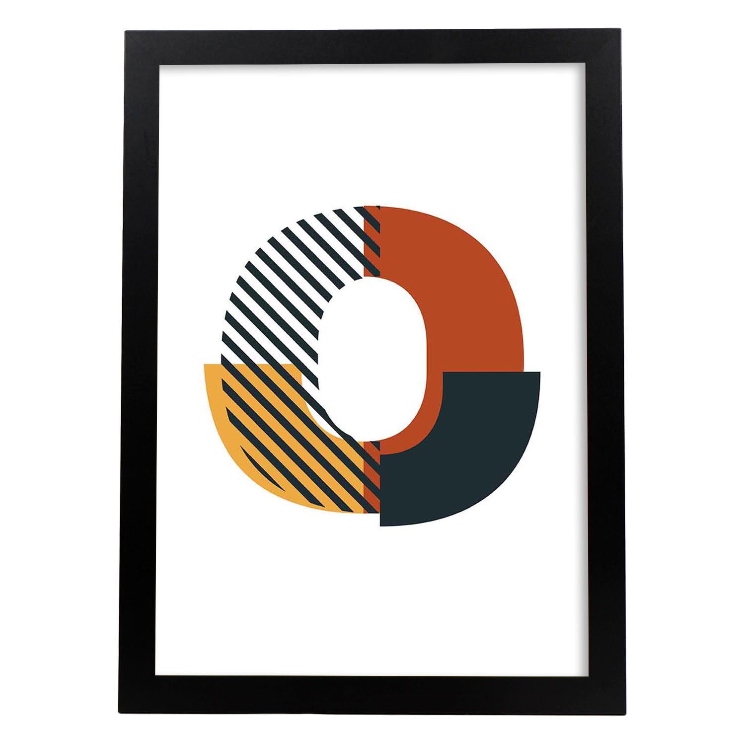 Poster de letra O. Lámina estilo Geometria con imágenes del alfabeto.-Artwork-Nacnic-A3-Marco Negro-Nacnic Estudio SL