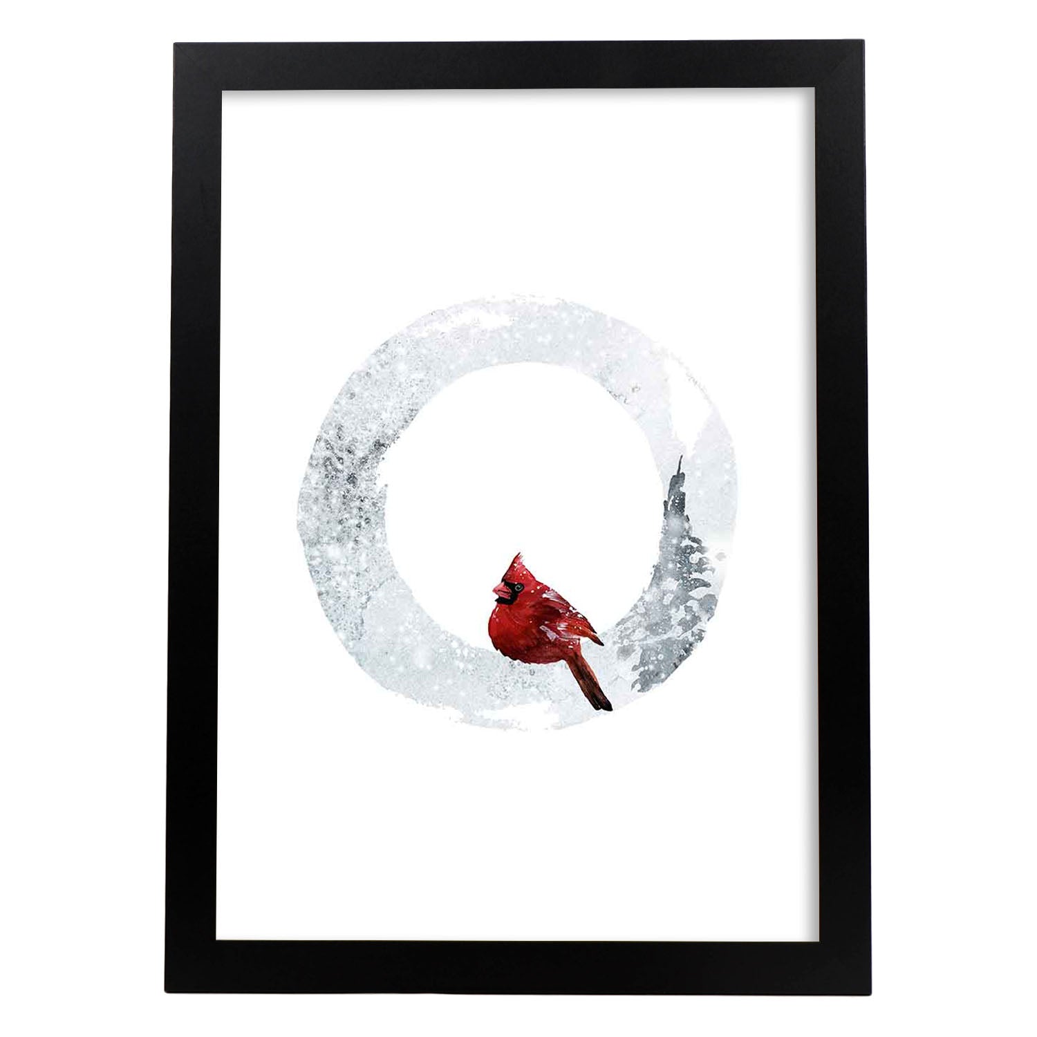 Poster de letra O. Lámina estilo Invierno con imágenes del alfabeto.-Artwork-Nacnic-A3-Marco Negro-Nacnic Estudio SL