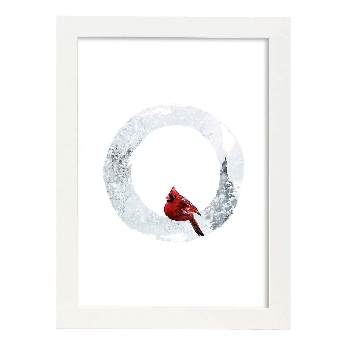 Poster de letra O. Lámina estilo Invierno con imágenes del alfabeto.-Artwork-Nacnic-A4-Marco Blanco-Nacnic Estudio SL