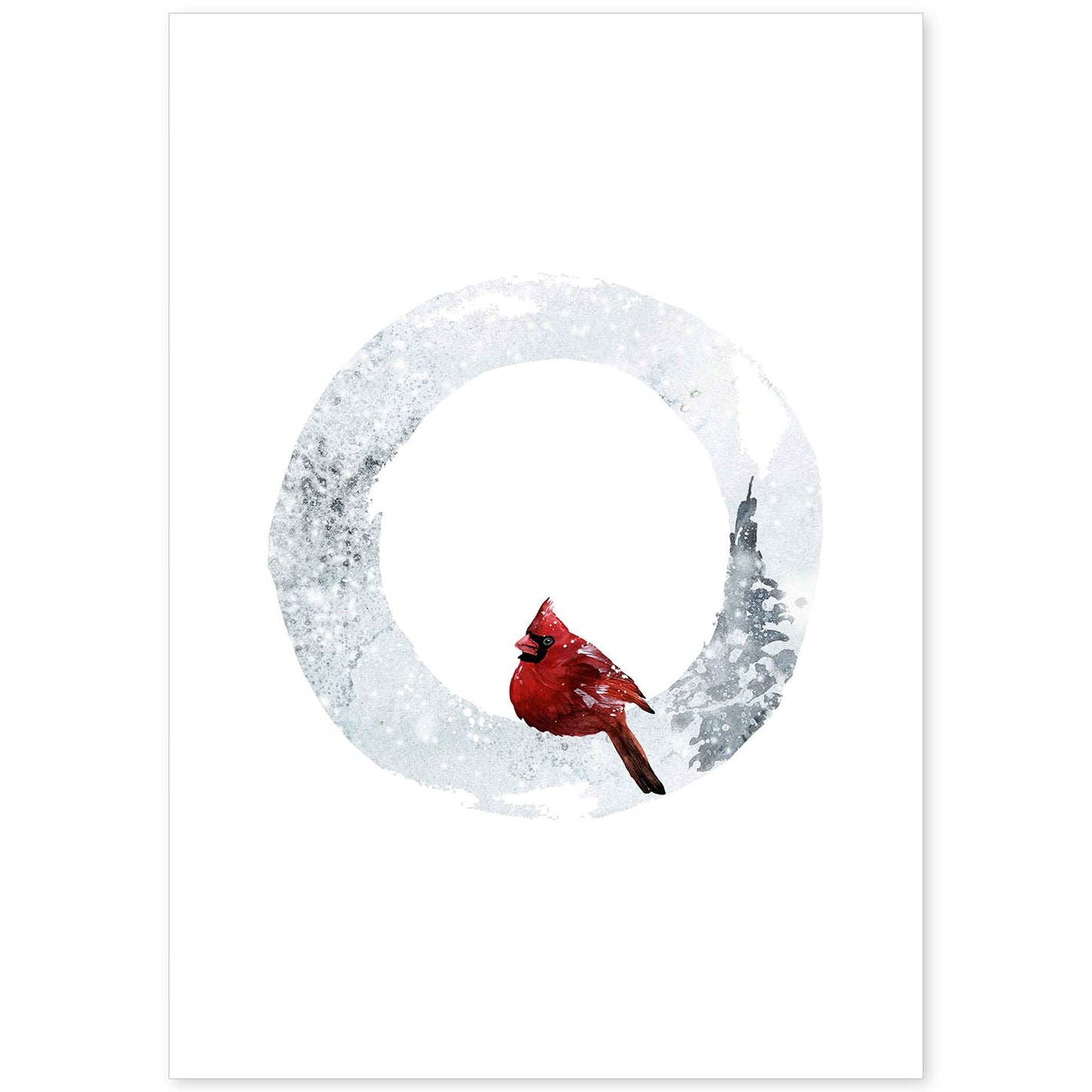 Poster de letra O. Lámina estilo Invierno con imágenes del alfabeto.-Artwork-Nacnic-A4-Sin marco-Nacnic Estudio SL