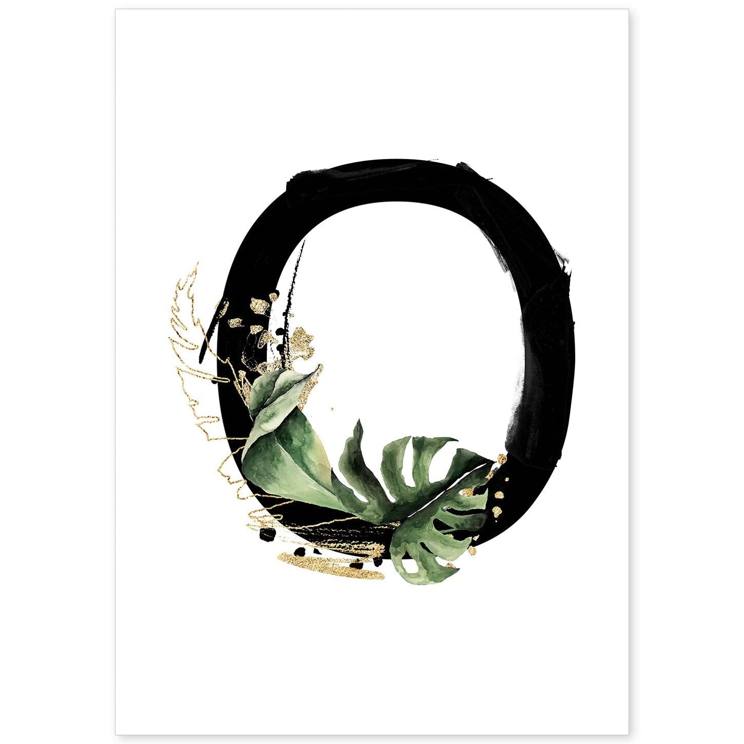 Poster de letra O. Lámina estilo Jungla Negra con imágenes del alfabeto.-Artwork-Nacnic-A4-Sin marco-Nacnic Estudio SL