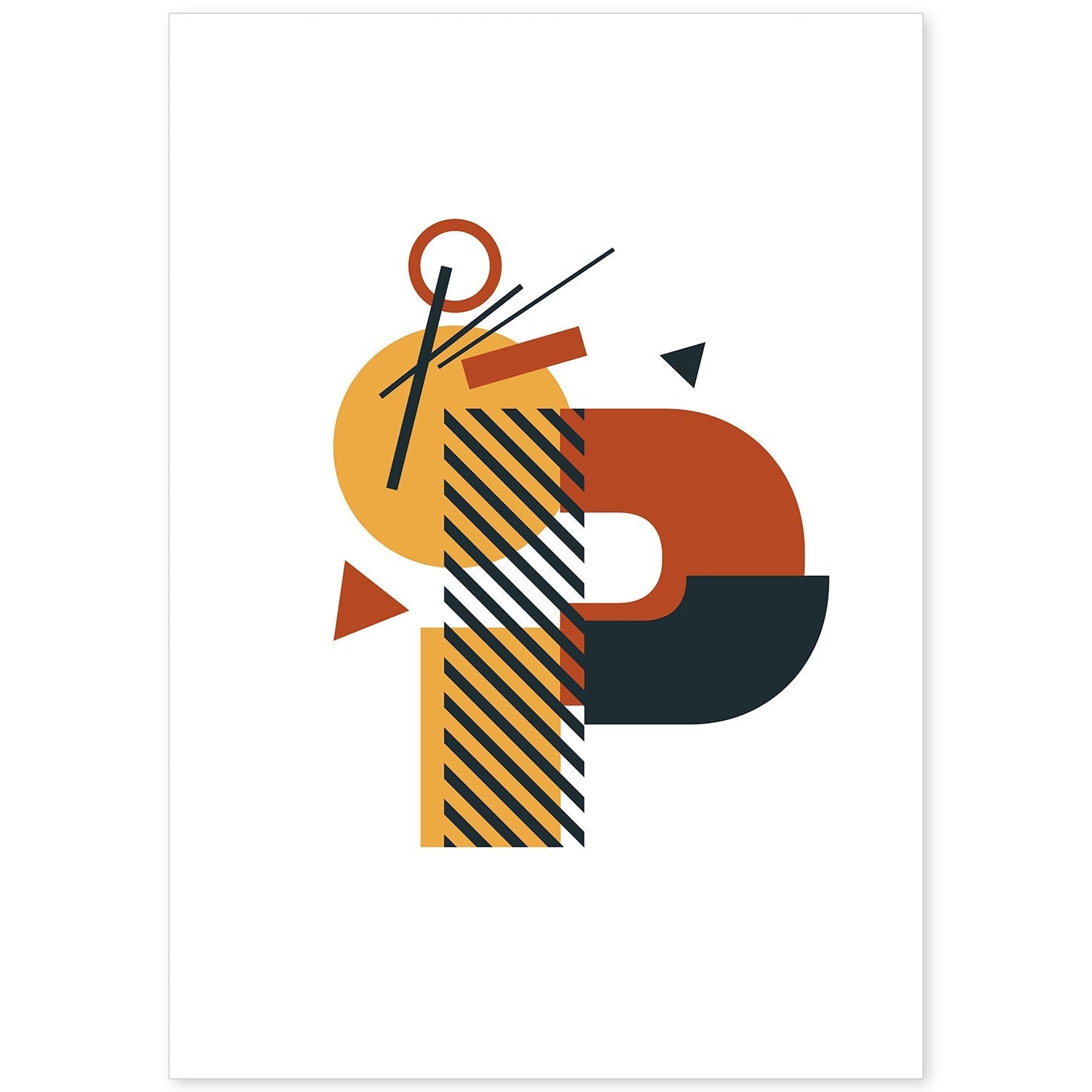 Poster de letra P. Lámina estilo Geometria con formas con imágenes del alfabeto.-Artwork-Nacnic-A4-Sin marco-Nacnic Estudio SL