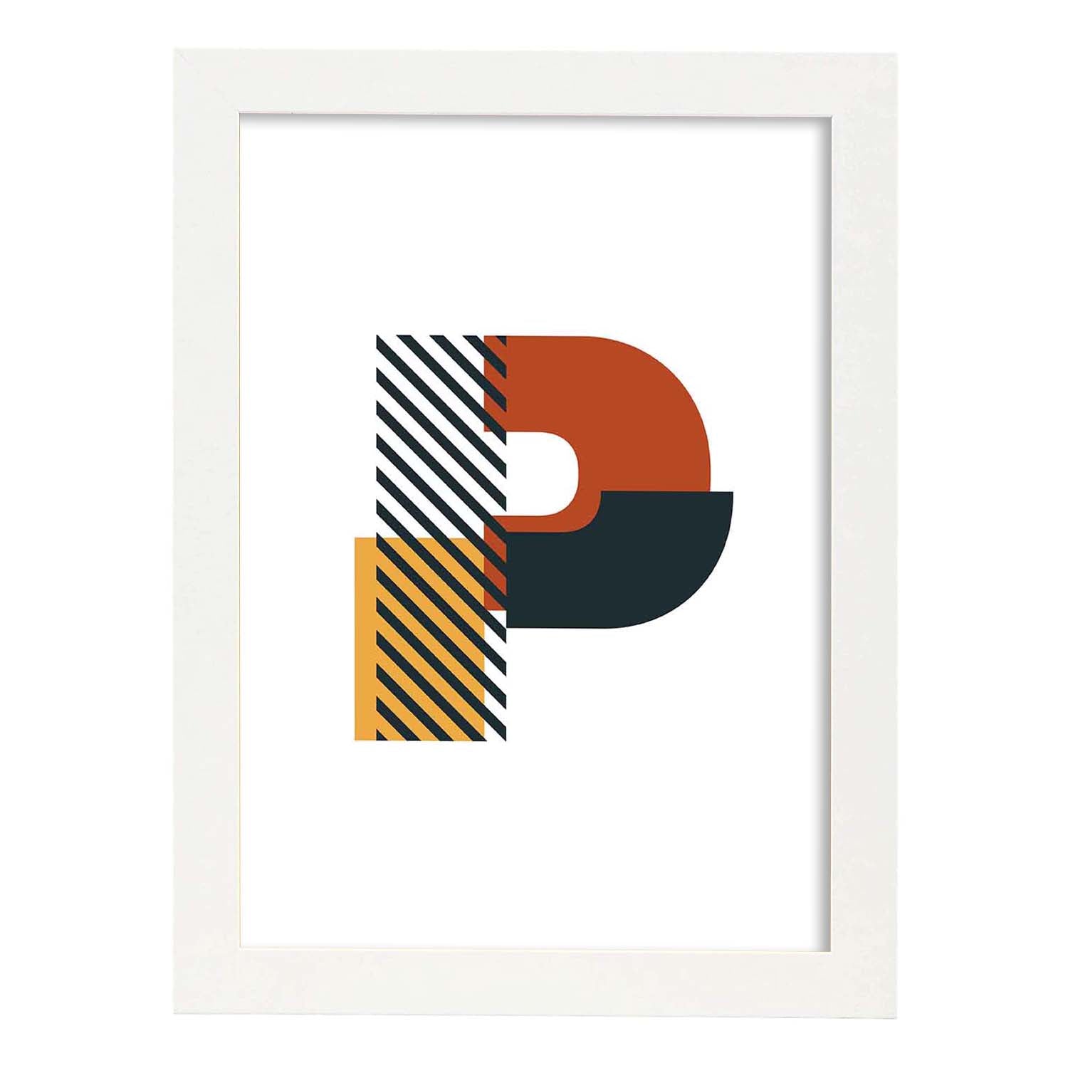Poster de letra P. Lámina estilo Geometria con imágenes del alfabeto.-Artwork-Nacnic-A3-Marco Blanco-Nacnic Estudio SL