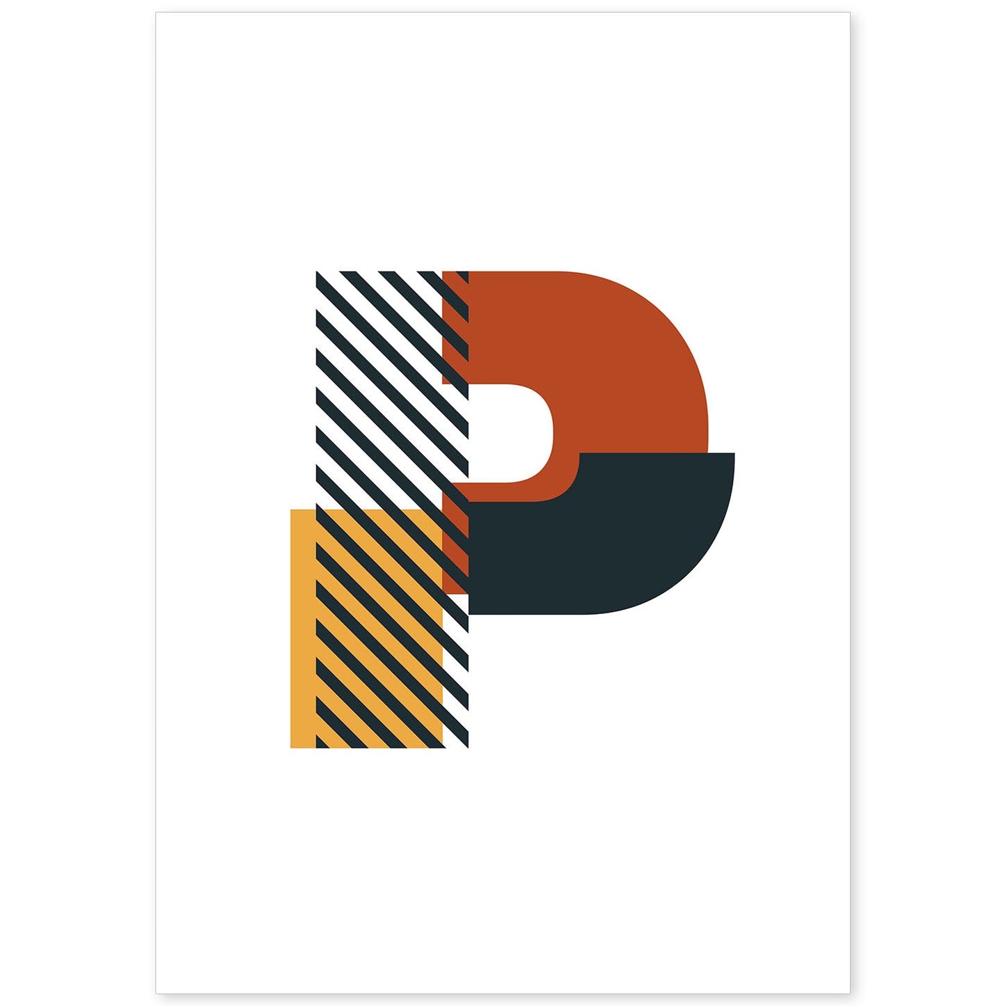 Poster de letra P. Lámina estilo Geometria con imágenes del alfabeto.-Artwork-Nacnic-A4-Sin marco-Nacnic Estudio SL