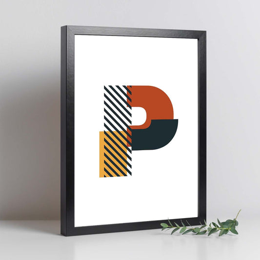 Poster de letra P. Lámina estilo Geometria con imágenes del alfabeto.-Artwork-Nacnic-Nacnic Estudio SL