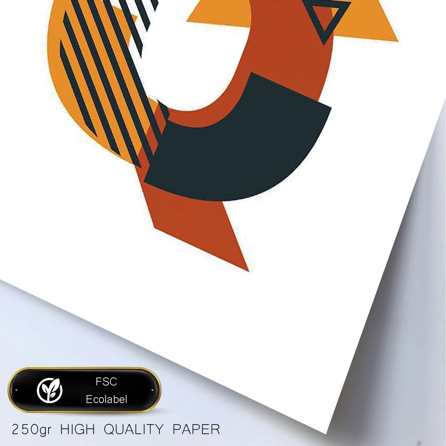 Poster de letra Q. Lámina estilo Geometria con formas con imágenes del alfabeto.-Artwork-Nacnic-Nacnic Estudio SL