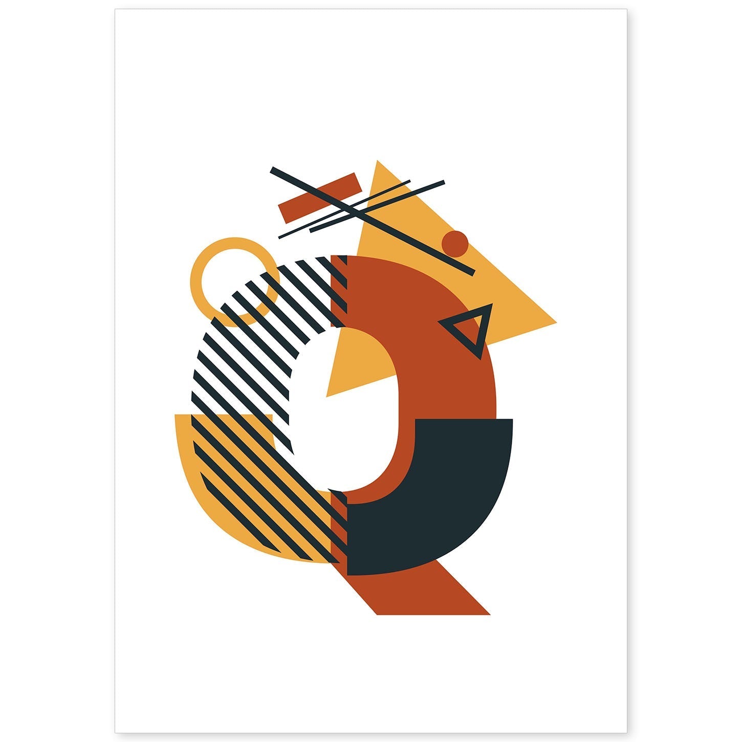 Poster de letra Q. Lámina estilo Geometria con formas con imágenes del alfabeto.-Artwork-Nacnic-A4-Sin marco-Nacnic Estudio SL