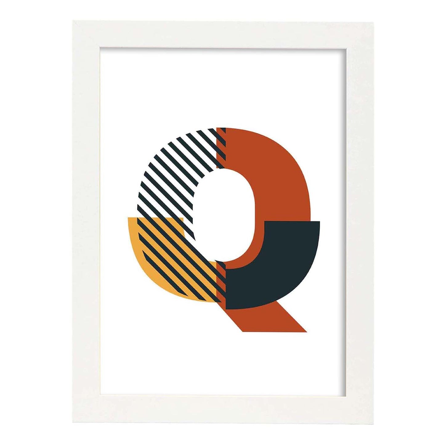 Poster de letra Q. Lámina estilo Geometria con imágenes del alfabeto.-Artwork-Nacnic-A3-Marco Blanco-Nacnic Estudio SL