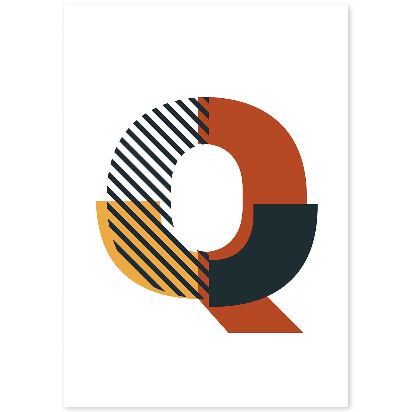 Poster de letra Q. Lámina estilo Geometria con imágenes del alfabeto.-Artwork-Nacnic-A4-Sin marco-Nacnic Estudio SL