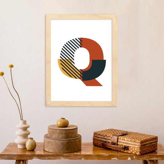 Poster de letra Q. Lámina estilo Geometria con imágenes del alfabeto.-Artwork-Nacnic-Nacnic Estudio SL
