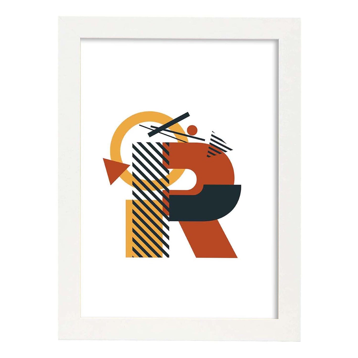 Poster de letra R. Lámina estilo Geometria con formas con imágenes del alfabeto.-Artwork-Nacnic-A3-Marco Blanco-Nacnic Estudio SL