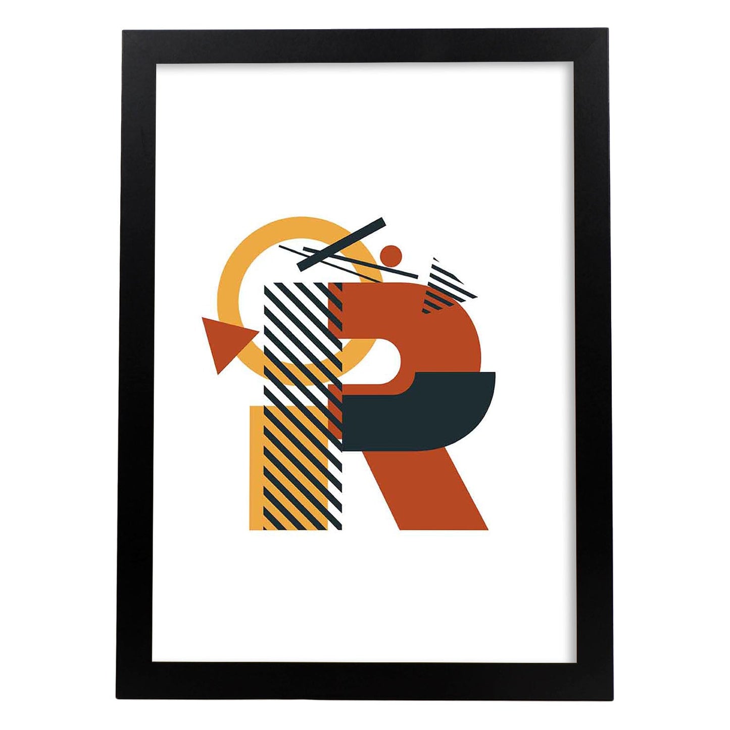 Poster de letra R. Lámina estilo Geometria con formas con imágenes del alfabeto.-Artwork-Nacnic-A3-Marco Negro-Nacnic Estudio SL