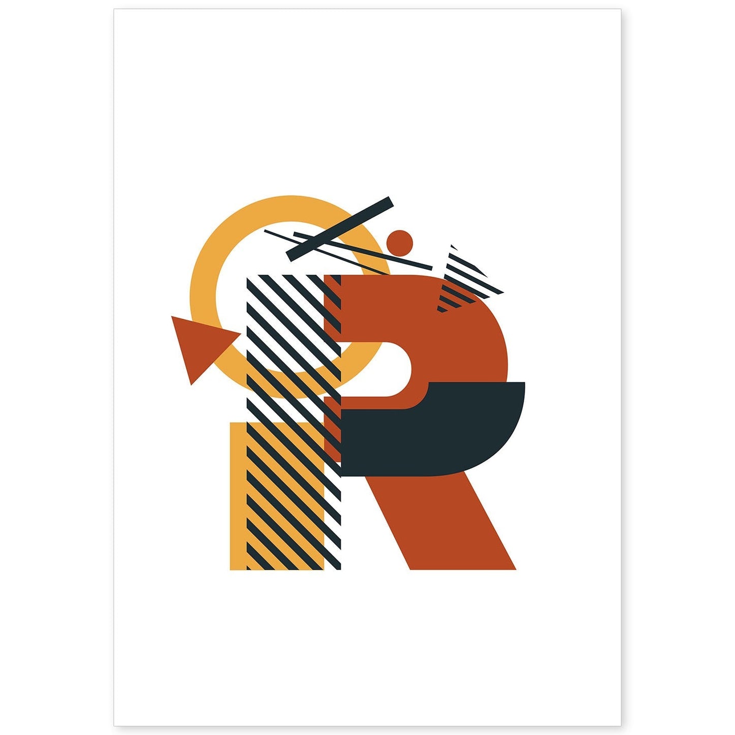 Poster de letra R. Lámina estilo Geometria con formas con imágenes del alfabeto.-Artwork-Nacnic-A4-Sin marco-Nacnic Estudio SL