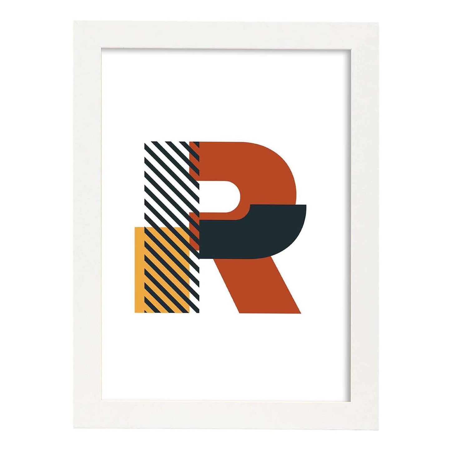 Poster de letra R. Lámina estilo Geometria con imágenes del alfabeto.-Artwork-Nacnic-A3-Marco Blanco-Nacnic Estudio SL