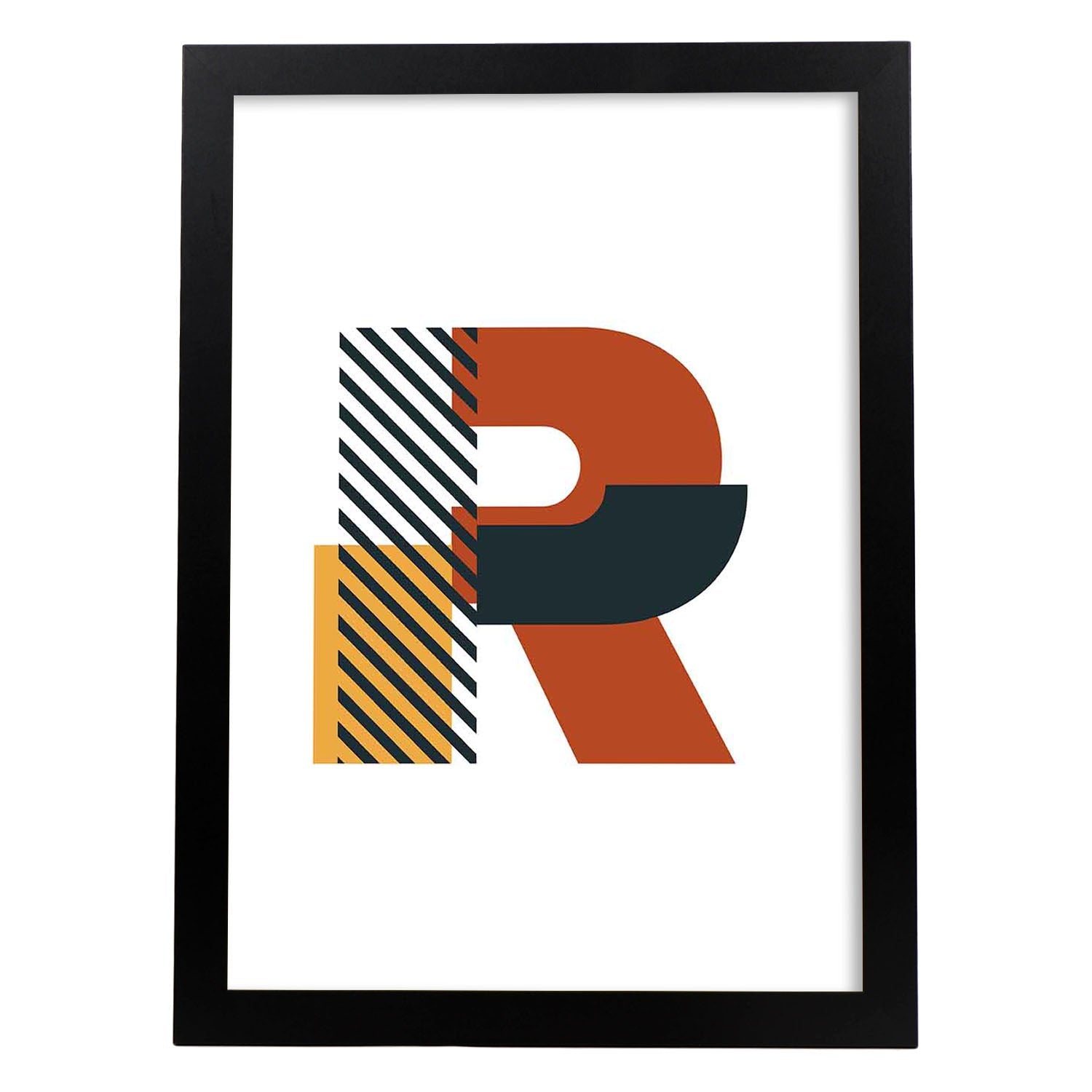 Poster de letra R. Lámina estilo Geometria con imágenes del alfabeto.-Artwork-Nacnic-A3-Marco Negro-Nacnic Estudio SL