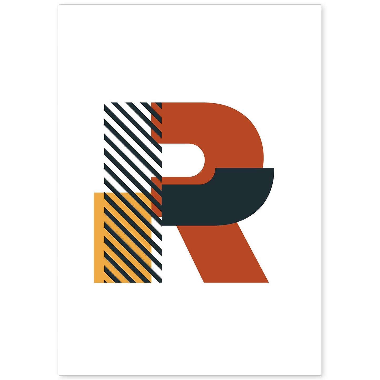 Poster de letra R. Lámina estilo Geometria con imágenes del alfabeto.-Artwork-Nacnic-A4-Sin marco-Nacnic Estudio SL