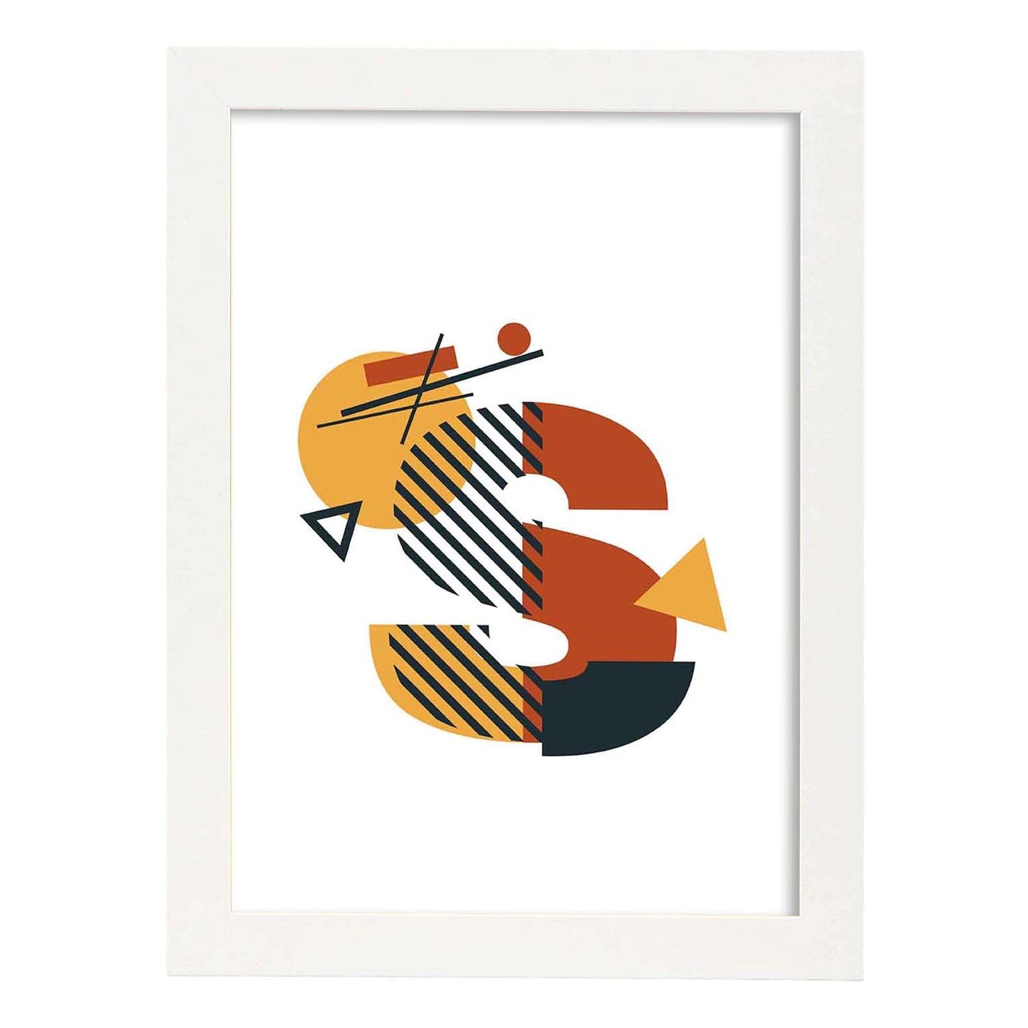 Poster de letra S. Lámina estilo Geometria con formas con imágenes del alfabeto.-Artwork-Nacnic-A3-Marco Blanco-Nacnic Estudio SL
