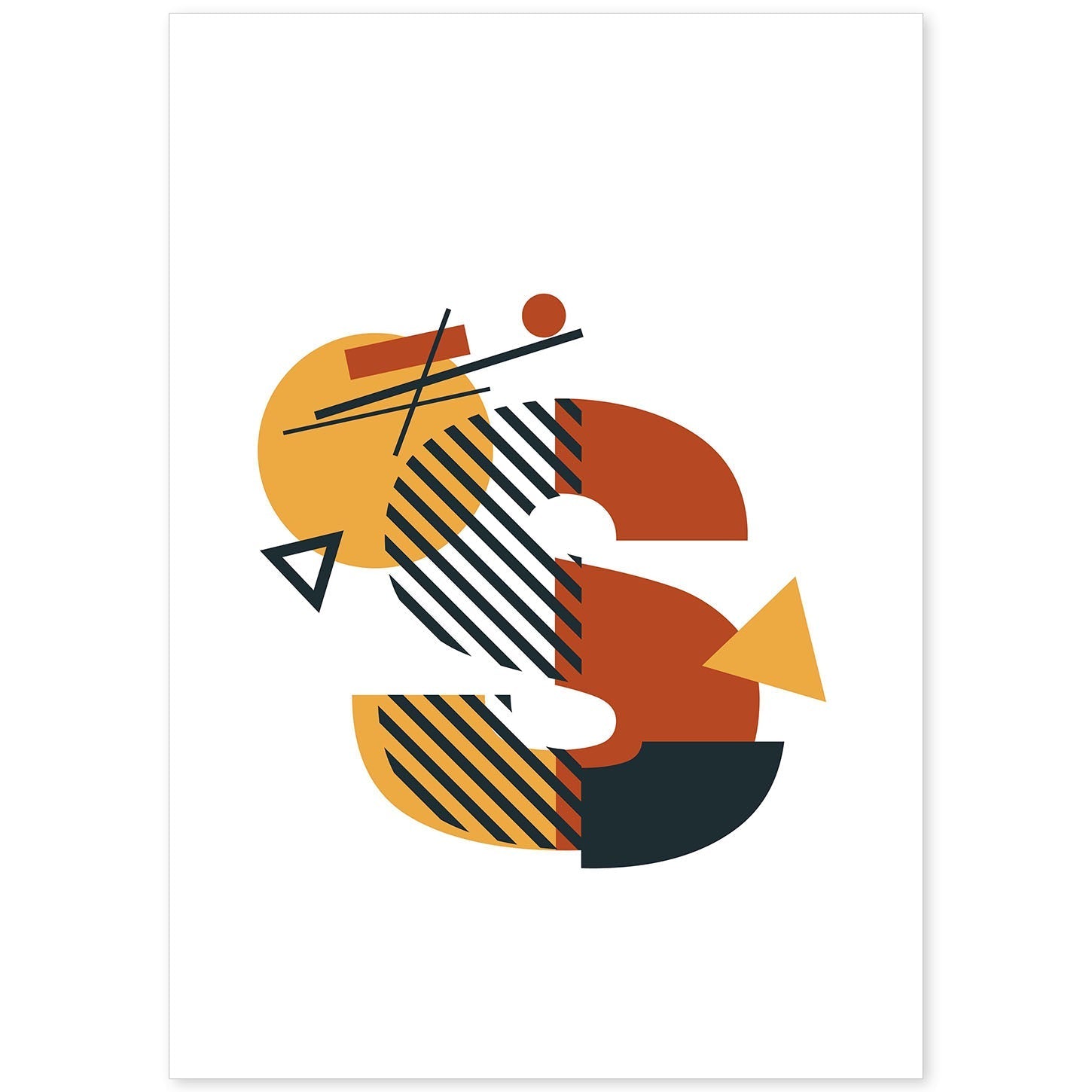 Poster de letra S. Lámina estilo Geometria con formas con imágenes del alfabeto.-Artwork-Nacnic-A4-Sin marco-Nacnic Estudio SL