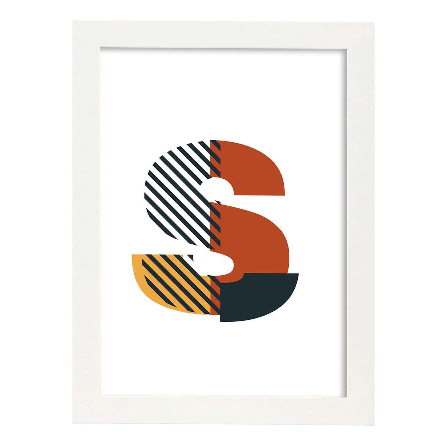 Poster de letra S. Lámina estilo Geometria con imágenes del alfabeto.-Artwork-Nacnic-A3-Marco Blanco-Nacnic Estudio SL