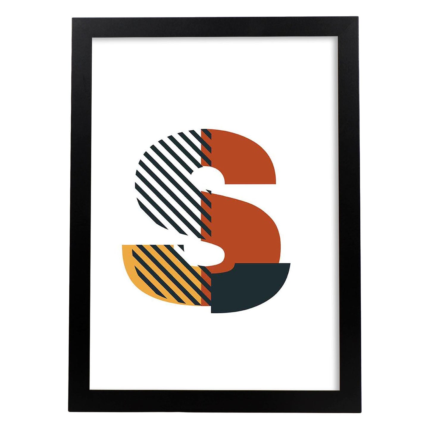 Poster de letra S. Lámina estilo Geometria con imágenes del alfabeto.-Artwork-Nacnic-A3-Marco Negro-Nacnic Estudio SL