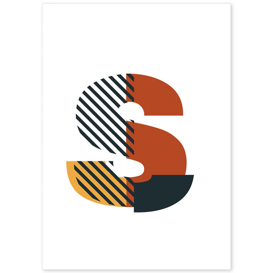 Poster de letra S. Lámina estilo Geometria con imágenes del alfabeto.-Artwork-Nacnic-A4-Sin marco-Nacnic Estudio SL