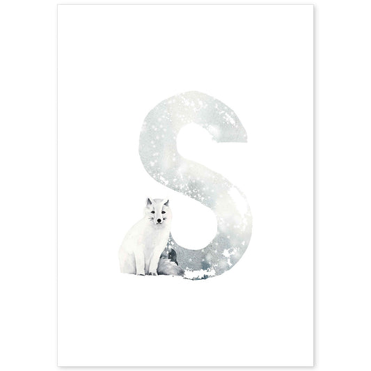 Poster de letra S. Lámina estilo Invierno con imágenes del alfabeto.-Artwork-Nacnic-A4-Sin marco-Nacnic Estudio SL