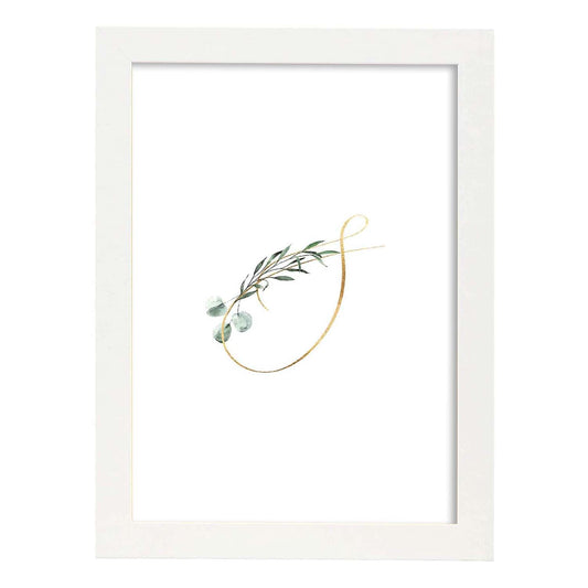 Poster de letra S. Lámina estilo Verde Fino con imágenes del alfabeto.-Artwork-Nacnic-A4-Marco Blanco-Nacnic Estudio SL