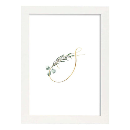 Poster de letra S. Lámina estilo Verde Fino con imágenes del alfabeto.-Artwork-Nacnic-A4-Marco Blanco-Nacnic Estudio SL