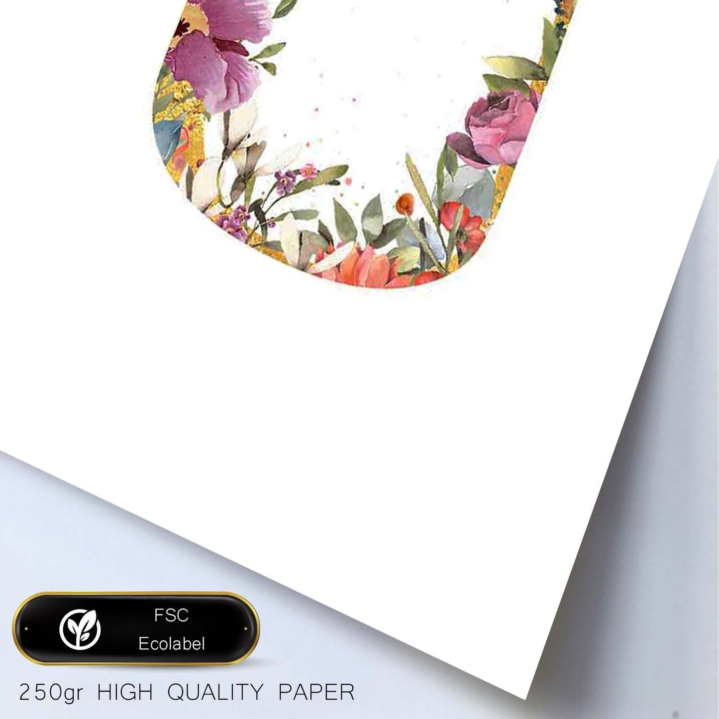 Poster de letra U. Lámina estilo Dorado Rosa con imágenes del alfabeto.-Artwork-Nacnic-Nacnic Estudio SL