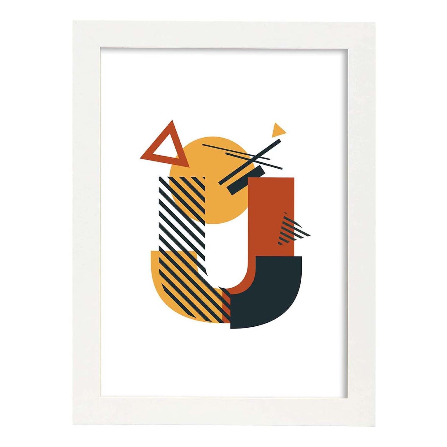 Poster de letra U. Lámina estilo Geometria con formas con imágenes del alfabeto.-Artwork-Nacnic-A3-Marco Blanco-Nacnic Estudio SL