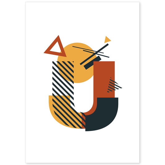 Poster de letra U. Lámina estilo Geometria con formas con imágenes del alfabeto.-Artwork-Nacnic-A4-Sin marco-Nacnic Estudio SL