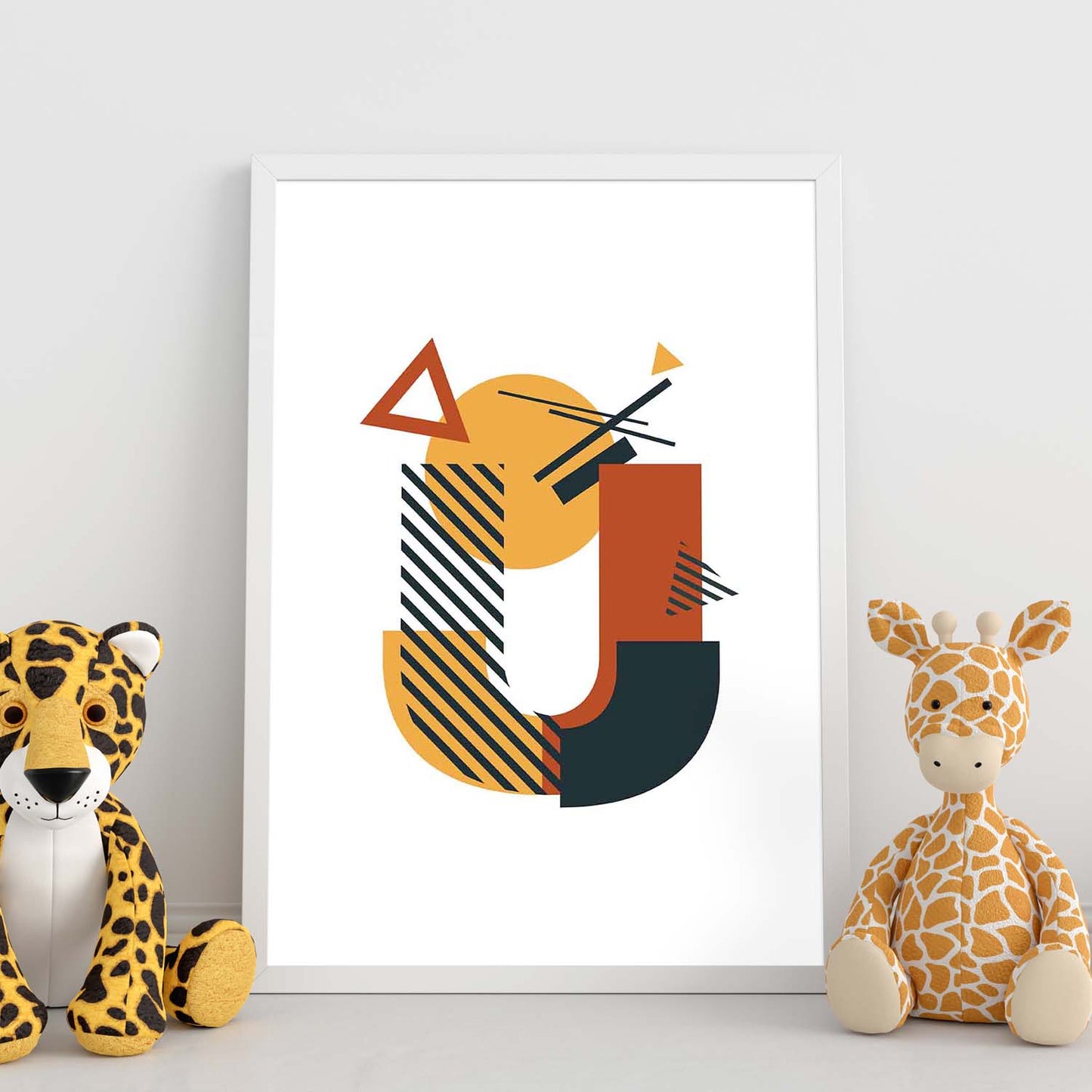 Poster de letra U. Lámina estilo Geometria con formas con imágenes del alfabeto.-Artwork-Nacnic-Nacnic Estudio SL