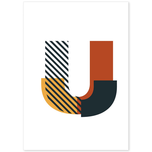 Poster de letra U. Lámina estilo Geometria con imágenes del alfabeto.-Artwork-Nacnic-A4-Sin marco-Nacnic Estudio SL