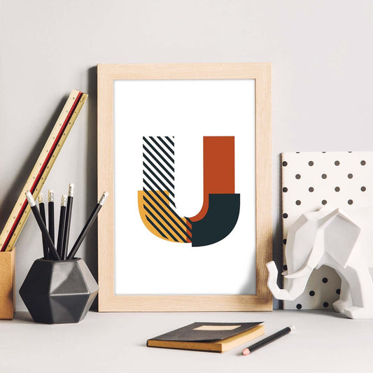 Poster de letra U. Lámina estilo Geometria con imágenes del alfabeto.-Artwork-Nacnic-Nacnic Estudio SL