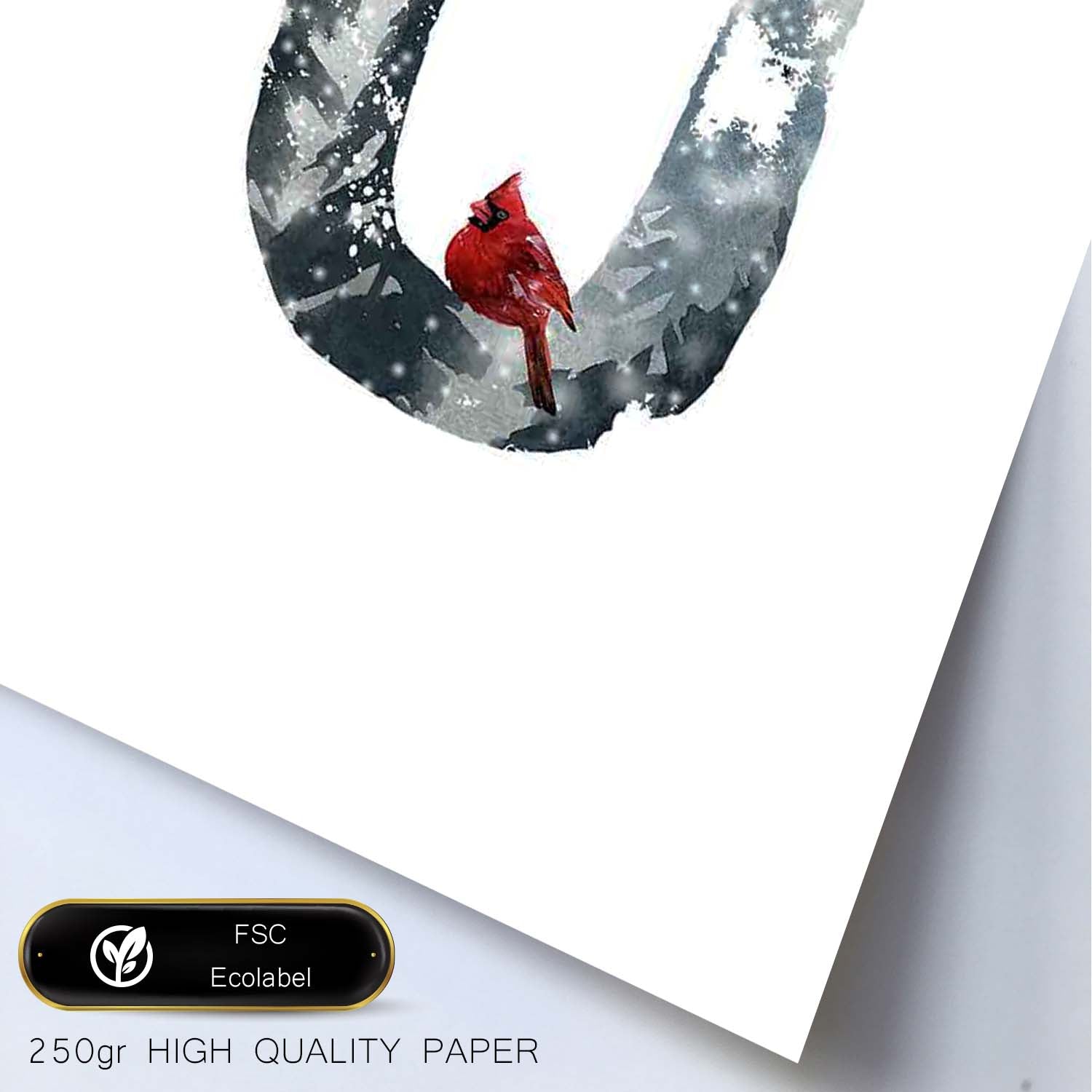 Poster de letra U. Lámina estilo Invierno con imágenes del alfabeto.-Artwork-Nacnic-Nacnic Estudio SL