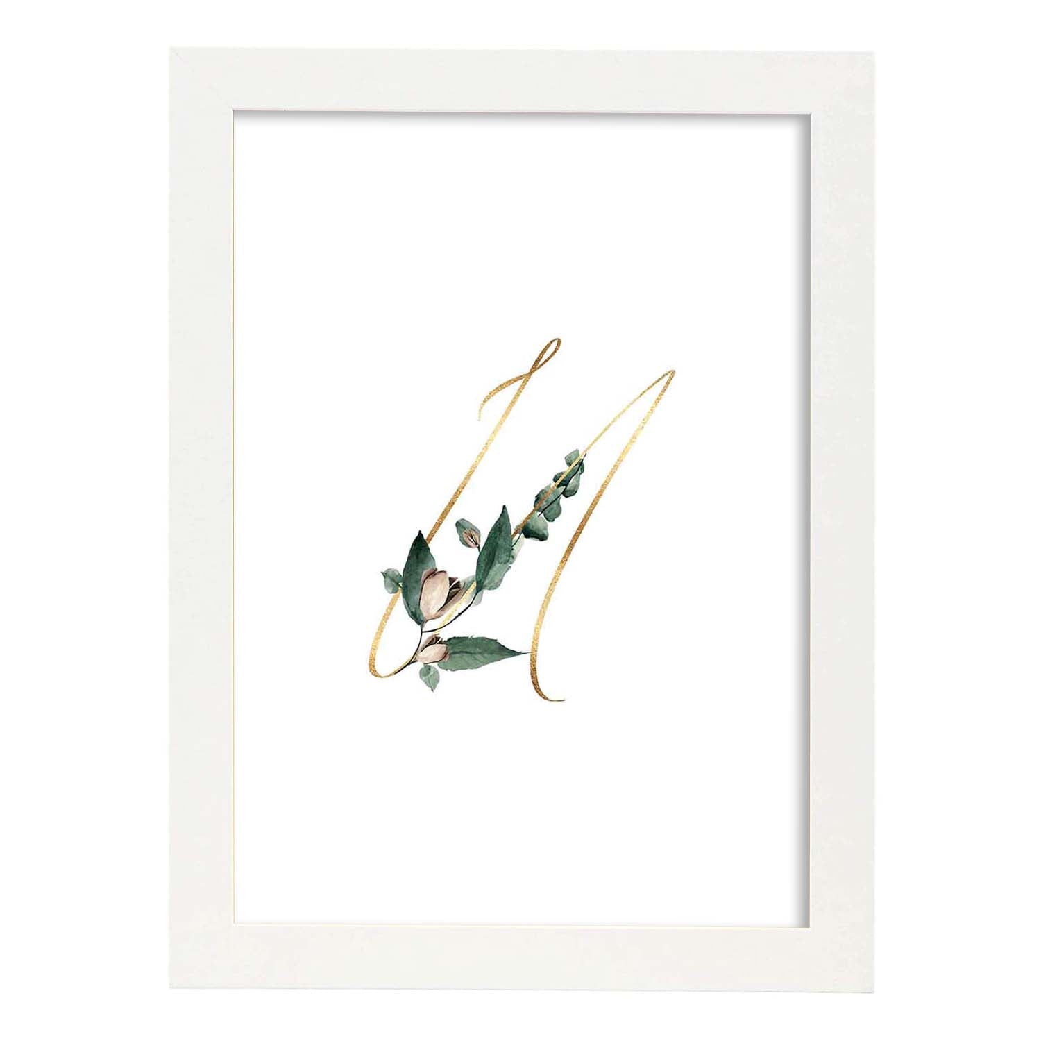 Poster de letra U. Lámina estilo Verde Fino con imágenes del alfabeto.-Artwork-Nacnic-A3-Marco Blanco-Nacnic Estudio SL