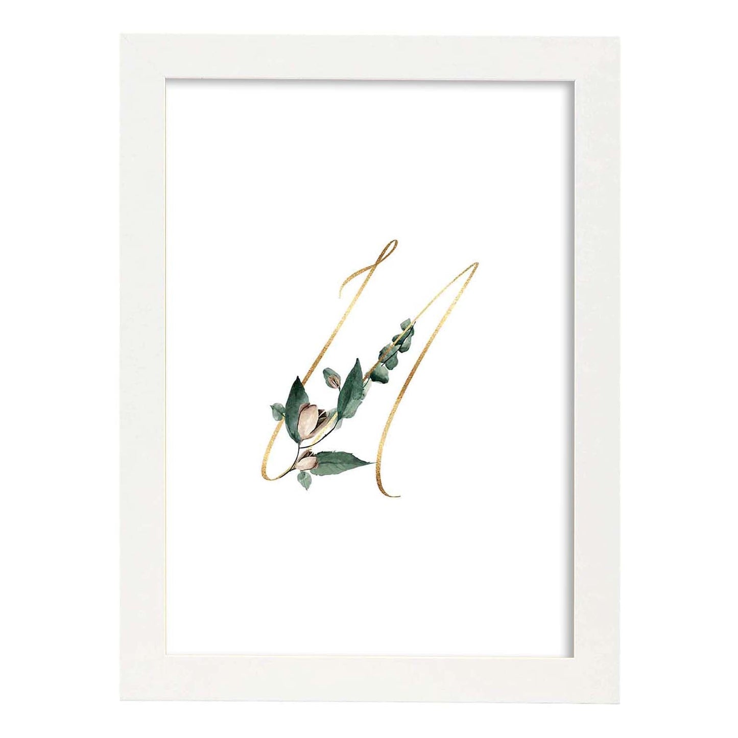 Poster de letra U. Lámina estilo Verde Fino con imágenes del alfabeto.-Artwork-Nacnic-A4-Marco Blanco-Nacnic Estudio SL
