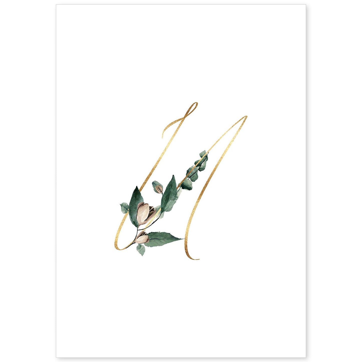 Poster de letra U. Lámina estilo Verde Fino con imágenes del alfabeto.-Artwork-Nacnic-A4-Sin marco-Nacnic Estudio SL
