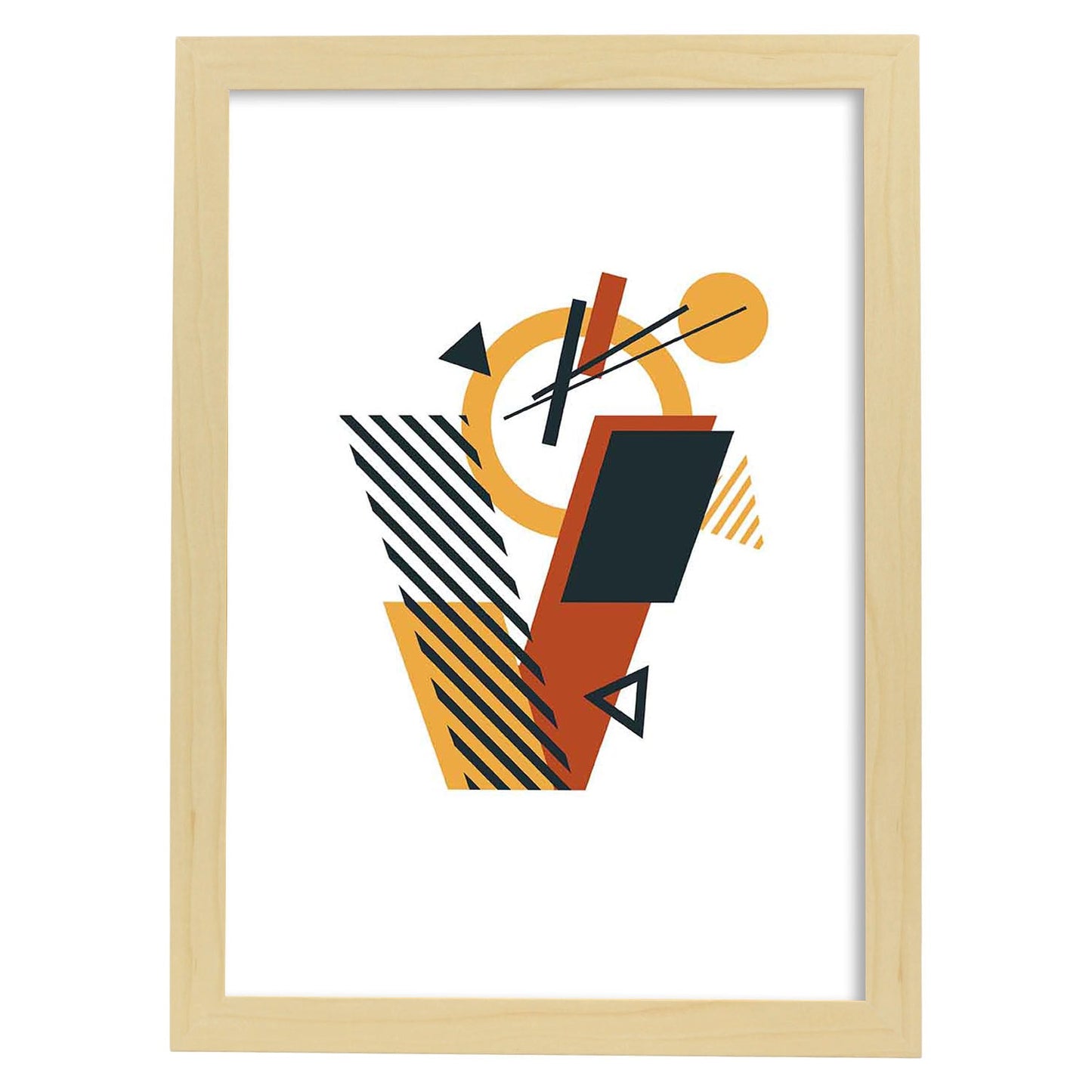 Poster de letra V. Lámina estilo Geometria con formas con imágenes del alfabeto.-Artwork-Nacnic-A3-Marco Madera clara-Nacnic Estudio SL