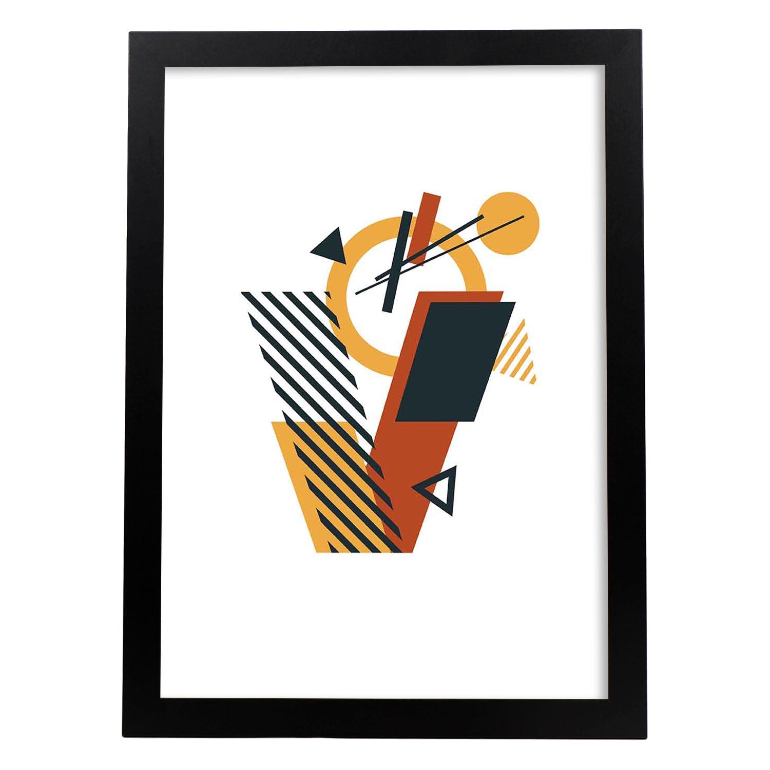 Poster de letra V. Lámina estilo Geometria con formas con imágenes del alfabeto.-Artwork-Nacnic-A3-Marco Negro-Nacnic Estudio SL