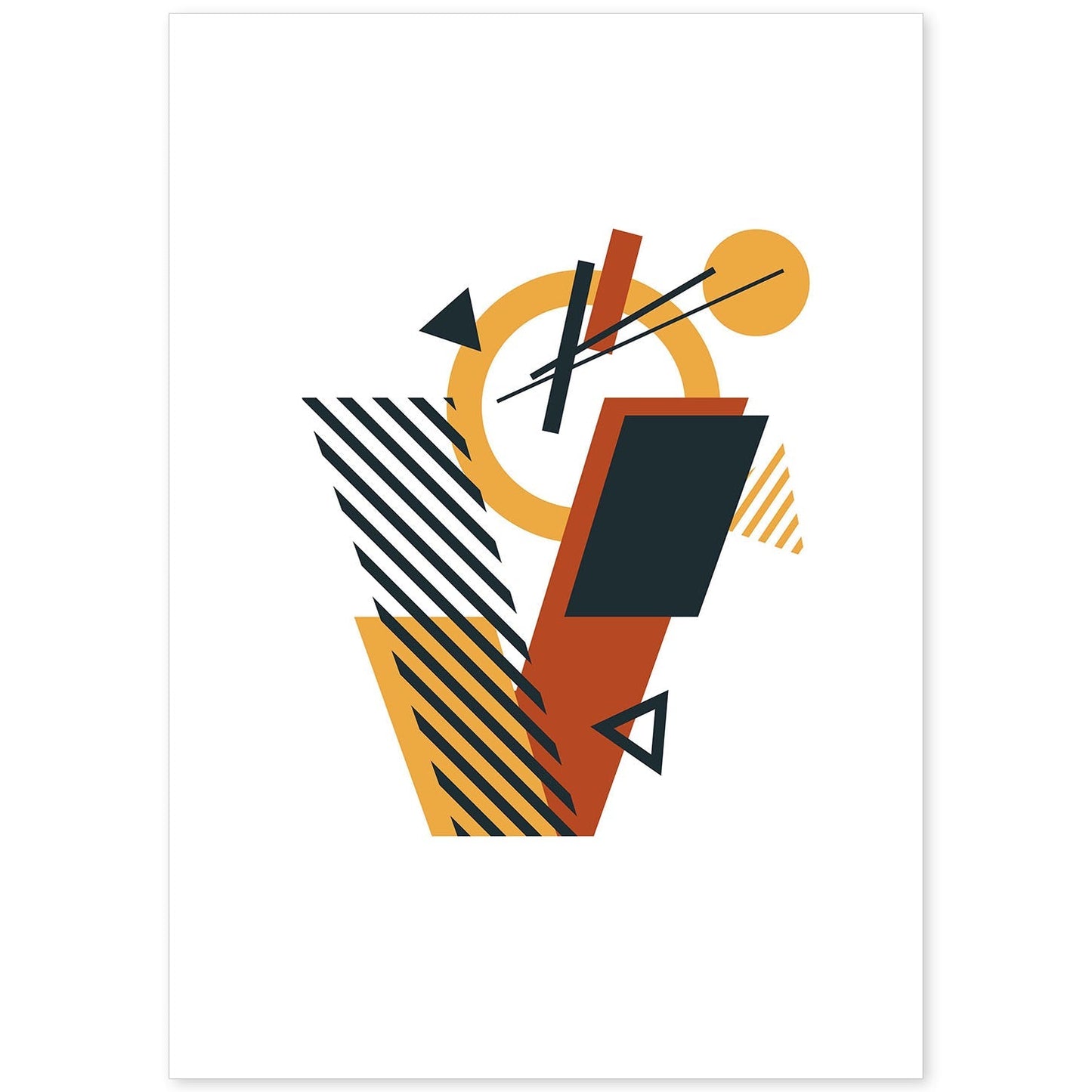 Poster de letra V. Lámina estilo Geometria con formas con imágenes del alfabeto.-Artwork-Nacnic-A4-Sin marco-Nacnic Estudio SL